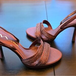 Women's Purple Glitter Strappy High Heel Sandals